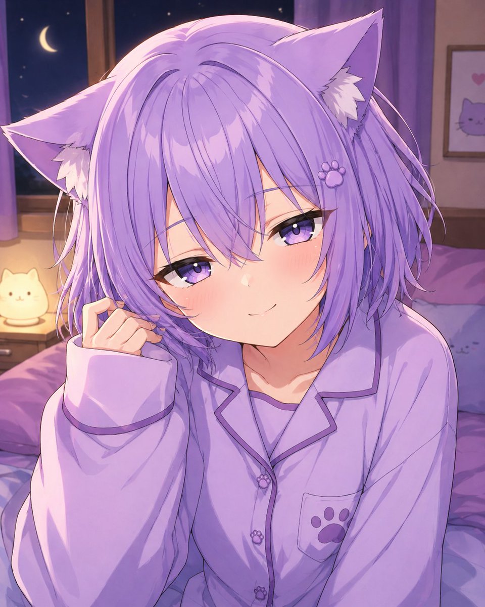舒适猫娘睡衣夜拍人像