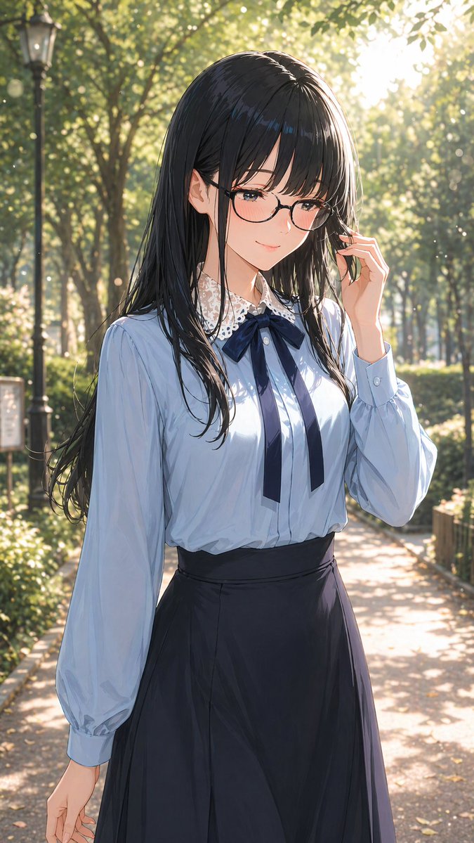 戴眼镜的温婉女性人像