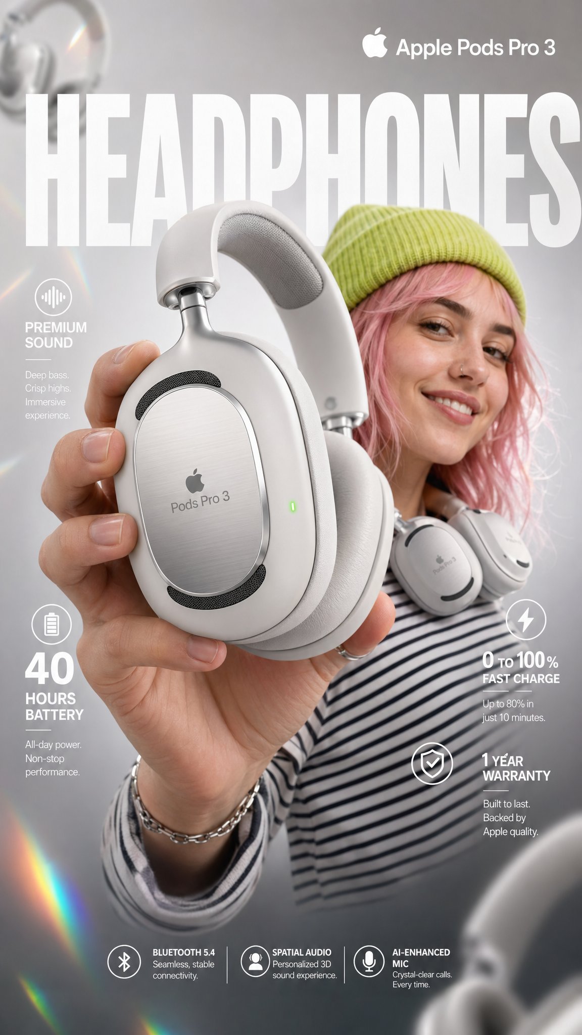 Apple Pods Pro 3 耳机电商信息图
