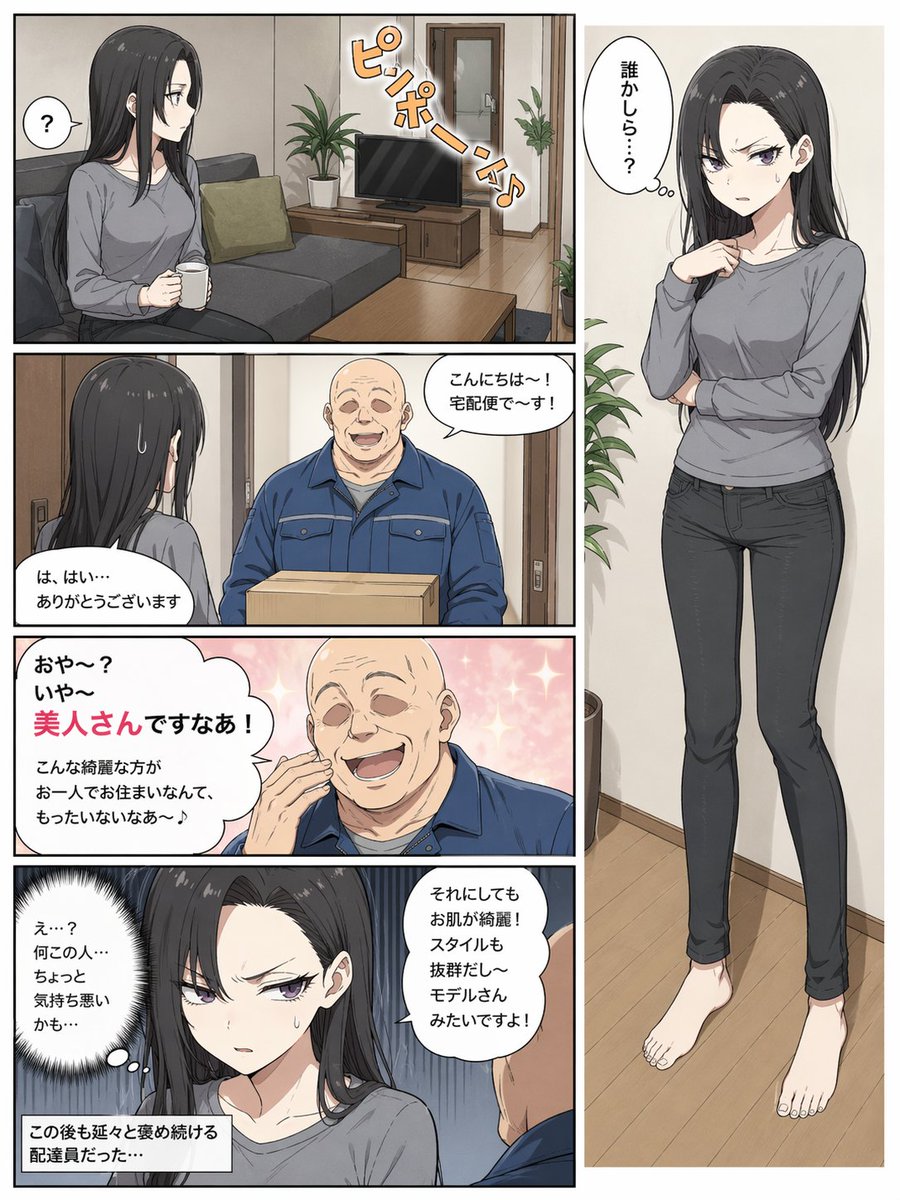 5格漫画页：诡异快递员